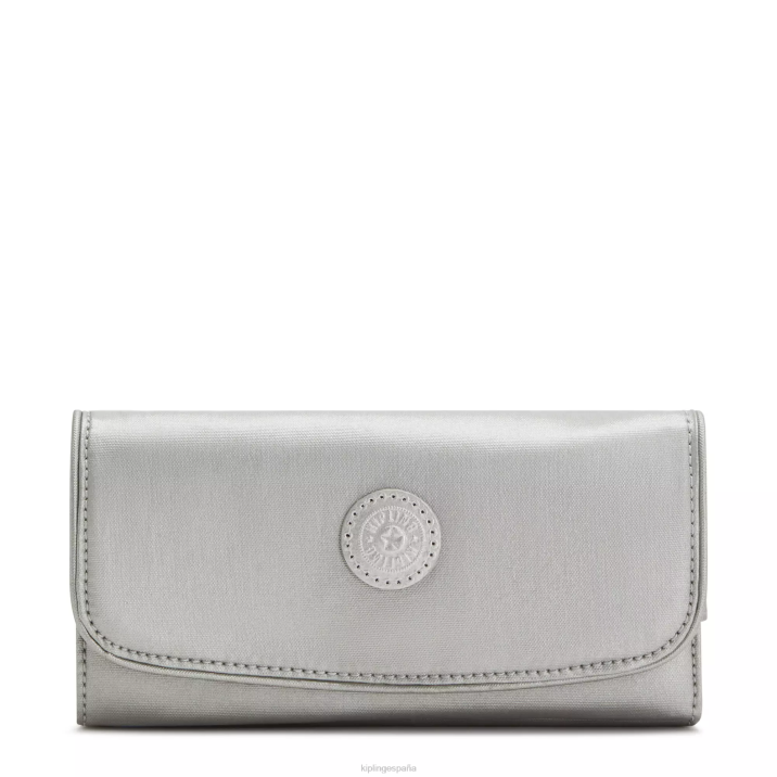 cartera money land metalizada a presión Kipling metálico brillante mujer 884V549 carteras y muñequeras