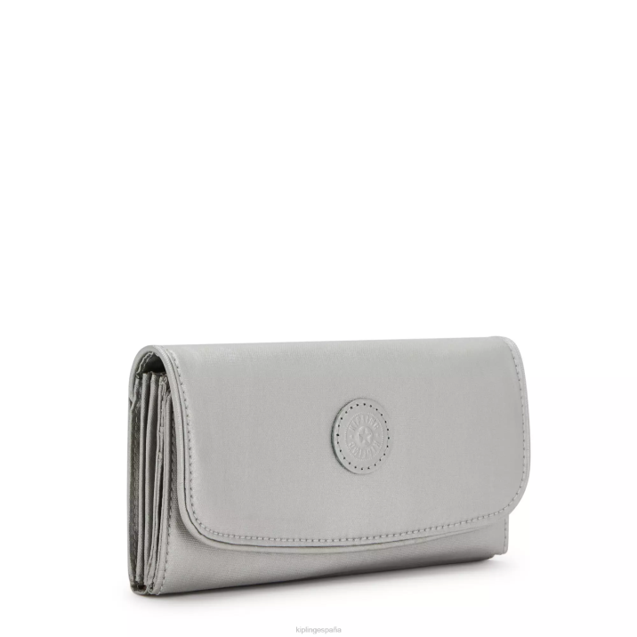 cartera money land metalizada a presión Kipling metálico brillante mujer 884V549 carteras y muñequeras