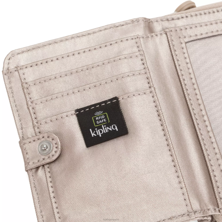 cartera pequeña money love metalizada Kipling resplandor metalico mujer 884V552 carteras y muñequeras