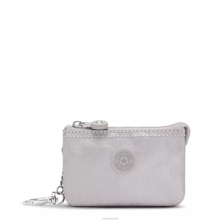 llavero metalizado mini bolsita creatividad Kipling metalizado plateado liso mujer 884V609 llaveros