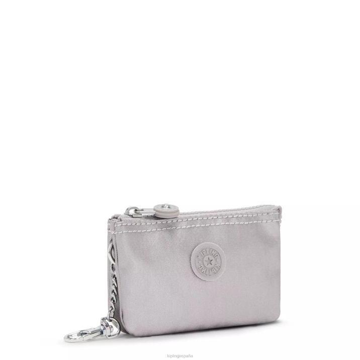 llavero metalizado mini bolsita creatividad Kipling metalizado plateado liso mujer 884V609 llaveros