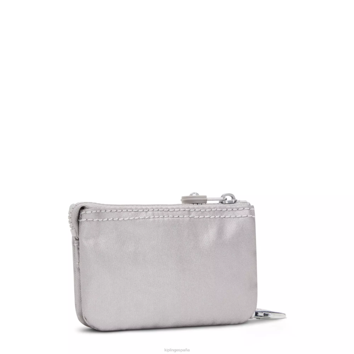 llavero metalizado mini bolsita creatividad Kipling metalizado plateado liso mujer 884V609 llaveros