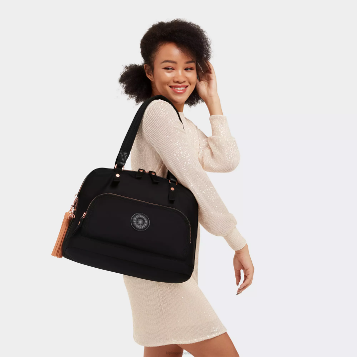 bolsa de hombro para portátil de 15\" linza Kipling rosa negro mujer 884V244 bolsas de hombro