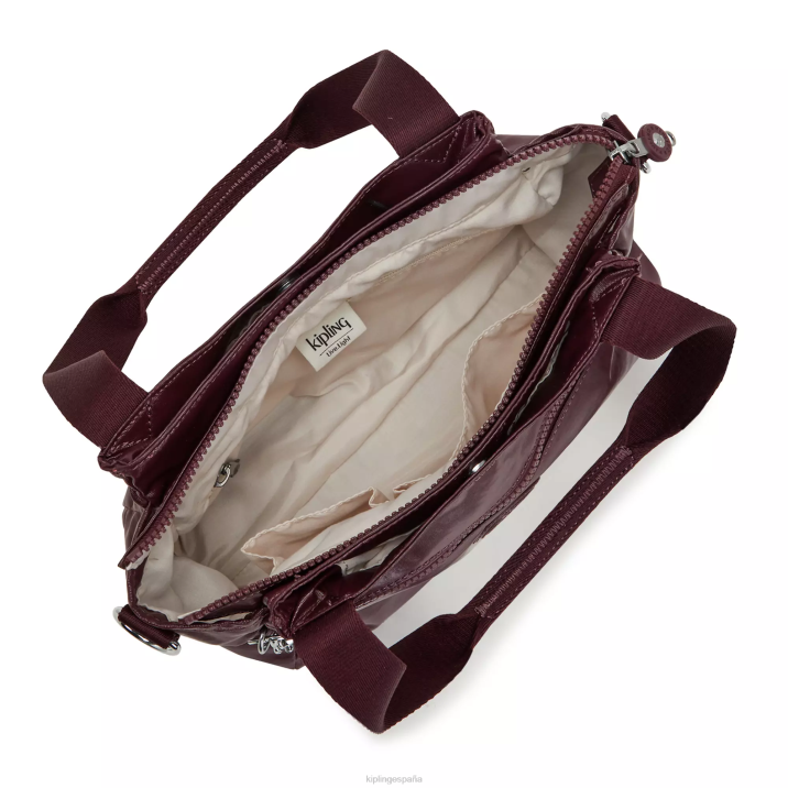 bolso de hombro elysia metalizado Kipling laca burdeos mujer 884V203 bolsas de hombro