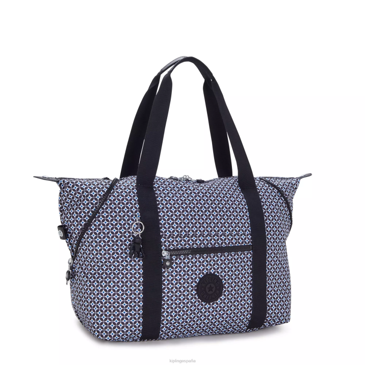 bolso shopper art mediano estampado Kipling azulejo negruzco mujer 884V260 bolsas de tela