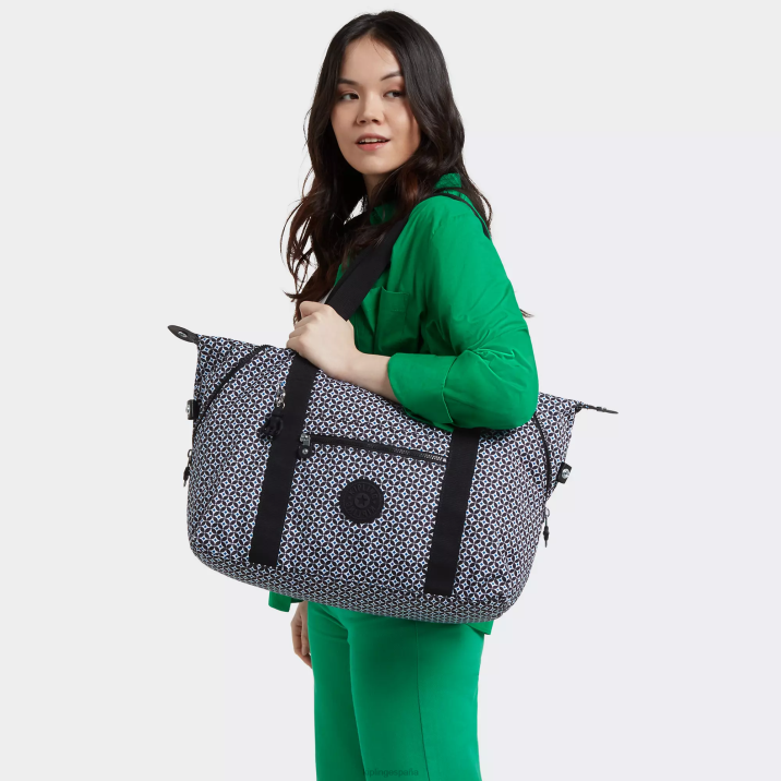 bolso shopper art mediano estampado Kipling azulejo negruzco mujer 884V260 bolsas de tela