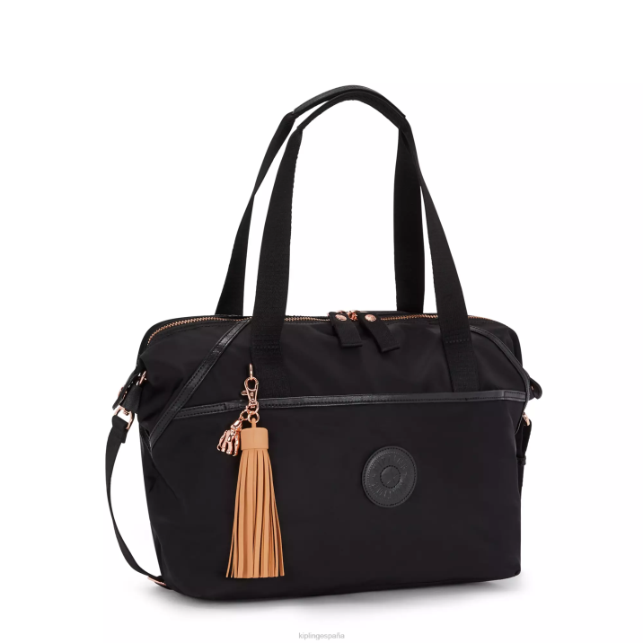 bolso tote para portátil de 17\" organizado por el arte Kipling rosa negro mujer 884V278 bolsas de tela