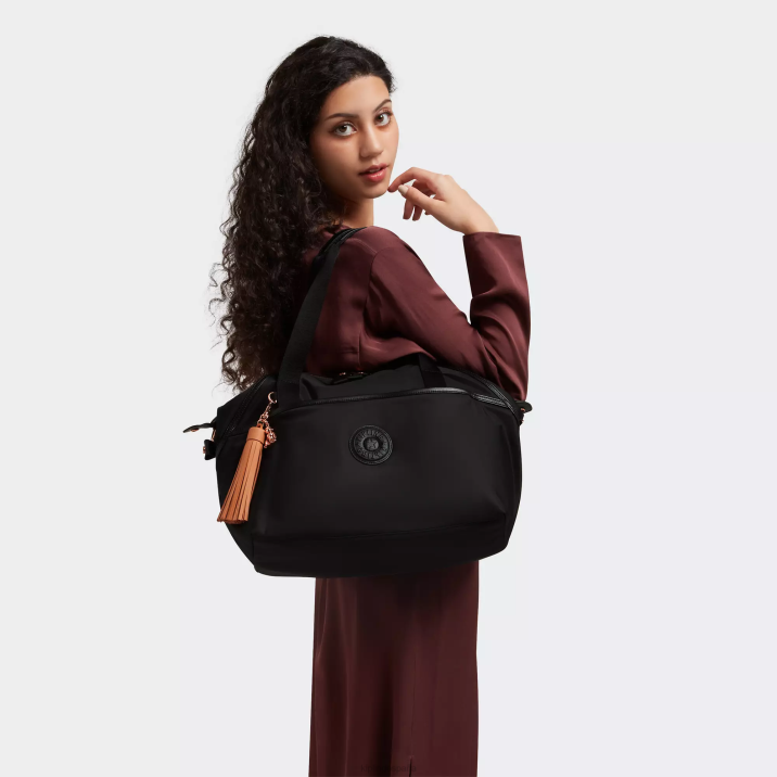 bolso tote para portátil de 17\" organizado por el arte Kipling rosa negro mujer 884V278 bolsas de tela