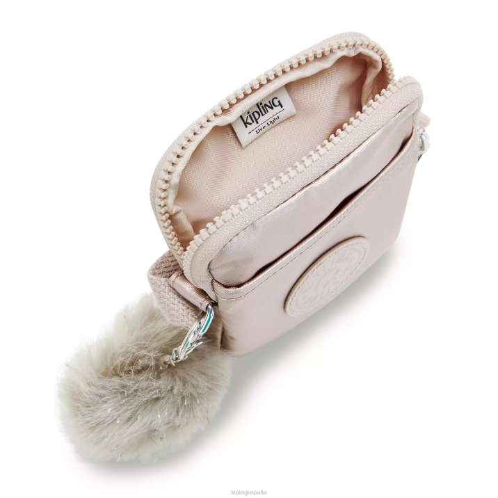 bolsa para teléfono Tally metalizada Kipling rosa metalica mujer 884V58 bolsos cruzados