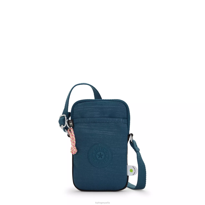 bolso cruzado para teléfono Tally Kipling verde azulado tejido mujer 884V182 bolsos cruzados