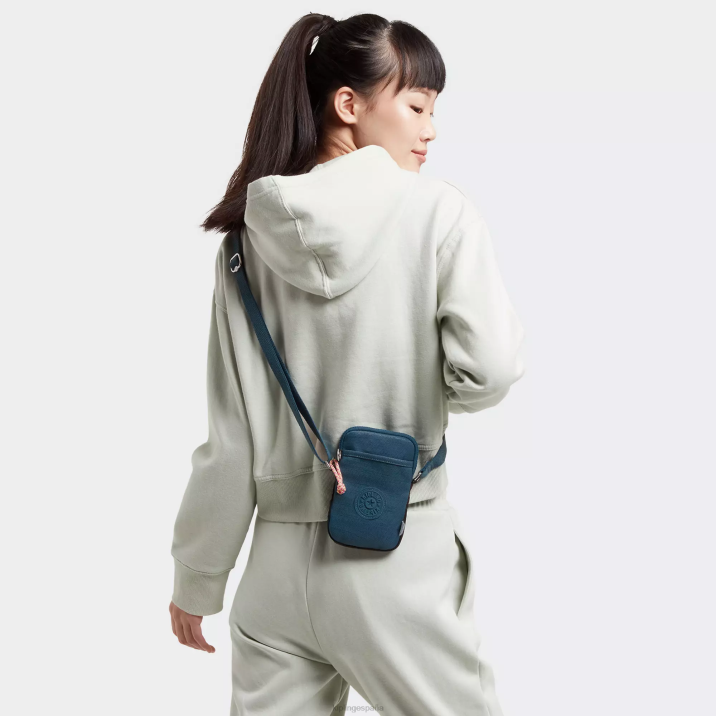 bolso cruzado para teléfono Tally Kipling verde azulado tejido mujer 884V182 bolsos cruzados