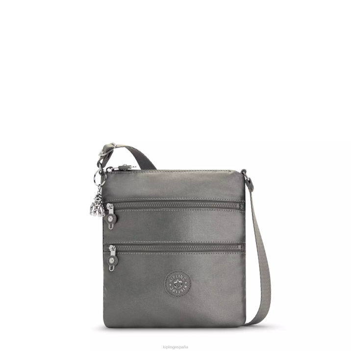 minibolso bandolera keiko metalizado Kipling gris luna metalizado mujer 884V95 minibolsos