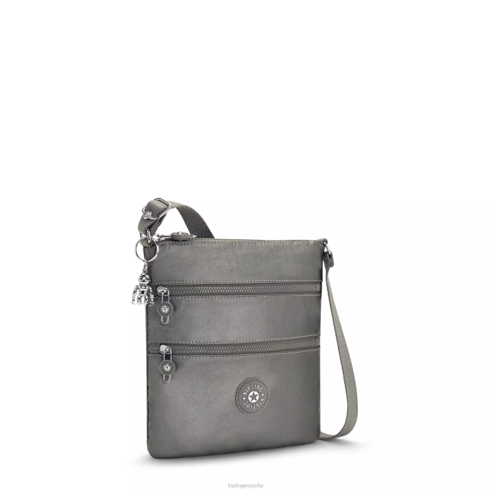 minibolso bandolera keiko metalizado Kipling gris luna metalizado mujer 884V95 minibolsos