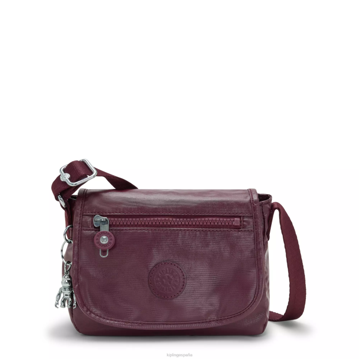 minibolso bandolera sabian metalizado Kipling laca burdeos mujer 884V99 minibolsos