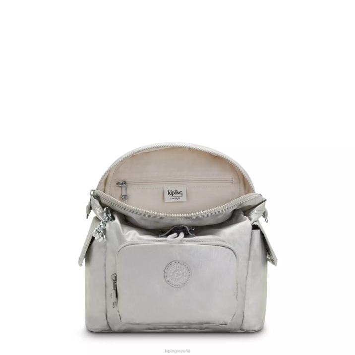 minimochila metalizada city pack Kipling metálico brillante mujer 884V388 minibolsos