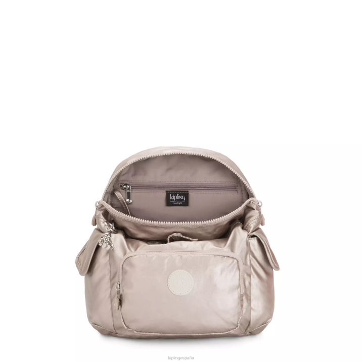 minimochila metalizada city pack Kipling resplandor metalico mujer 884V389 minibolsos