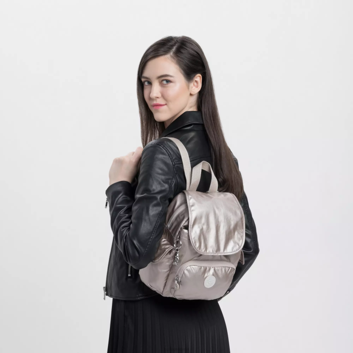 minimochila metalizada city pack Kipling resplandor metalico mujer 884V389 minibolsos