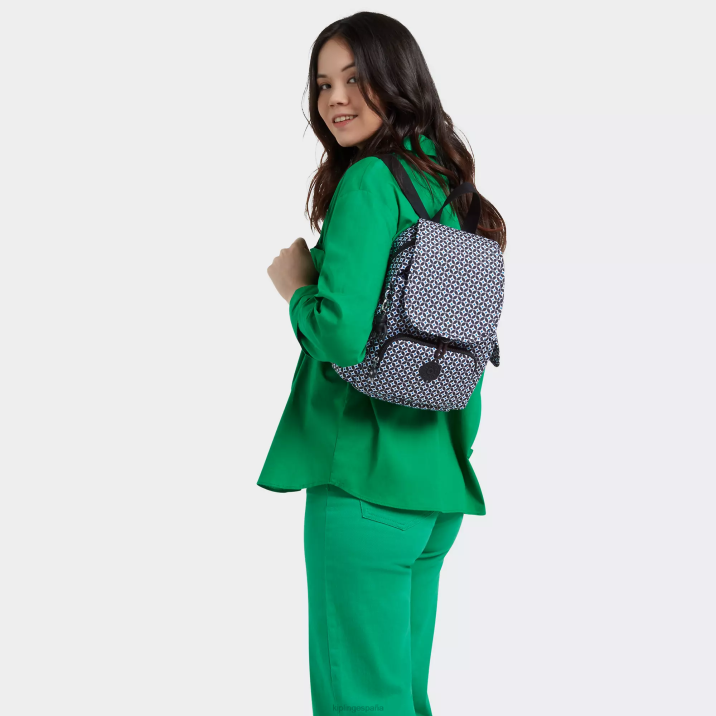 mochila city pack mini estampada Kipling azulejo negruzco mujer 884V498 minibolsos