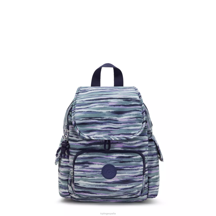 mochila city pack mini estampada Kipling rayas de pincel mujer 884V497 minibolsos