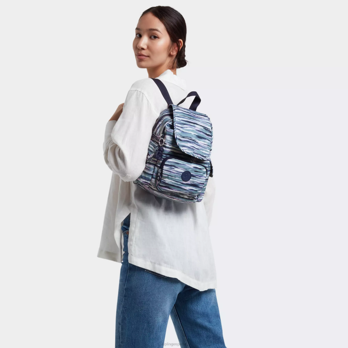 mochila city pack mini estampada Kipling rayas de pincel mujer 884V497 minibolsos