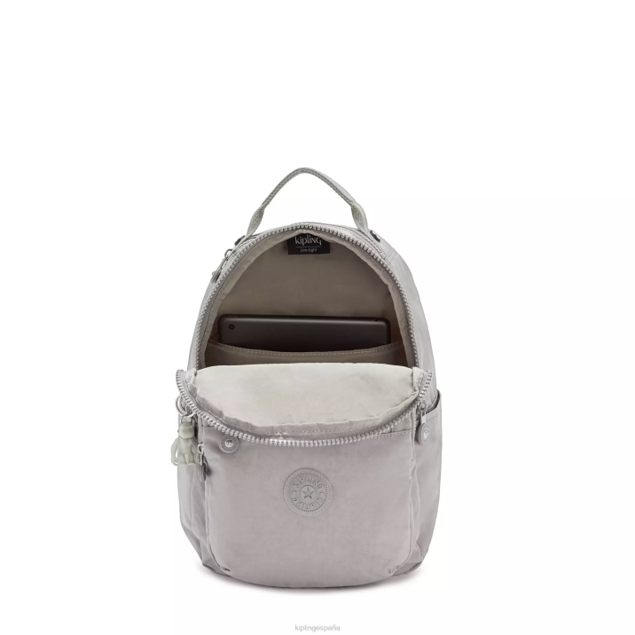 mochila pequeña para tableta de seúl Kipling gris gris mujer 884V419 con monograma