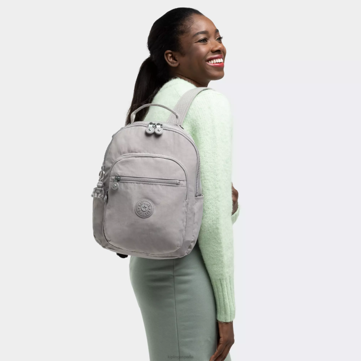 mochila pequeña para tableta de seúl Kipling gris gris mujer 884V419 con monograma