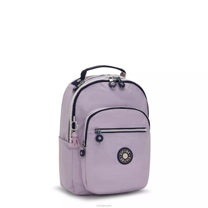 mochila pequeña para tableta de seúl Kipling suave bloque lila mujer 884V423 con monograma