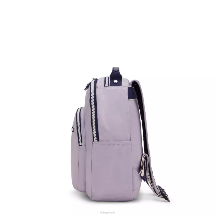 mochila pequeña para tableta de seúl Kipling suave bloque lila mujer 884V423 con monograma