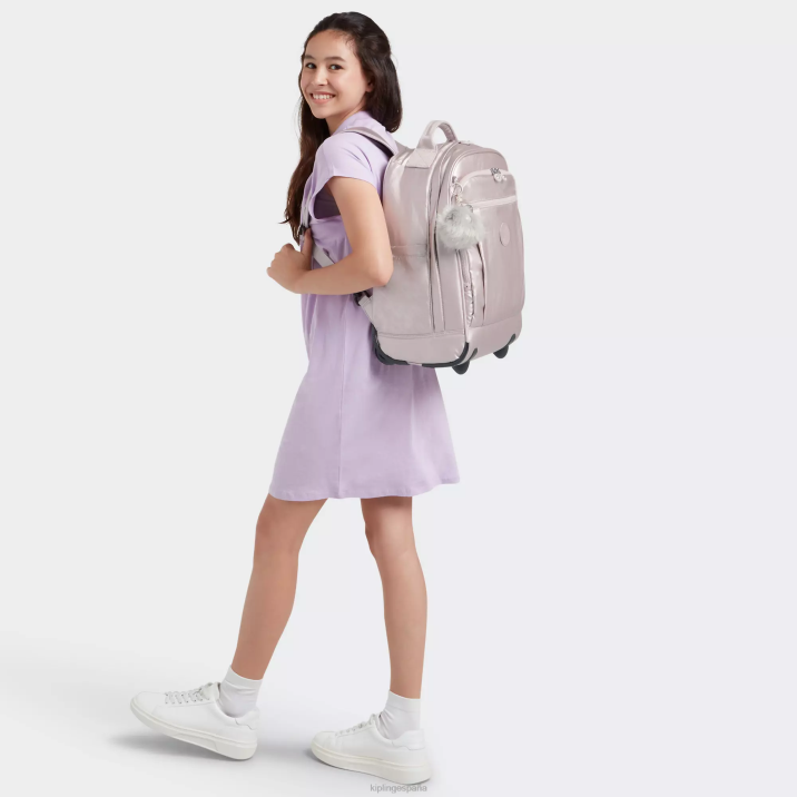 mochila Gaze grande con ruedas metalizadas Kipling rosa metalica mujer 884V492 mochilas con ruedas