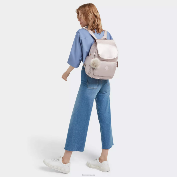 mochila city pack metalizada Kipling rosa metalica mujer 884V340 mochilas de moda