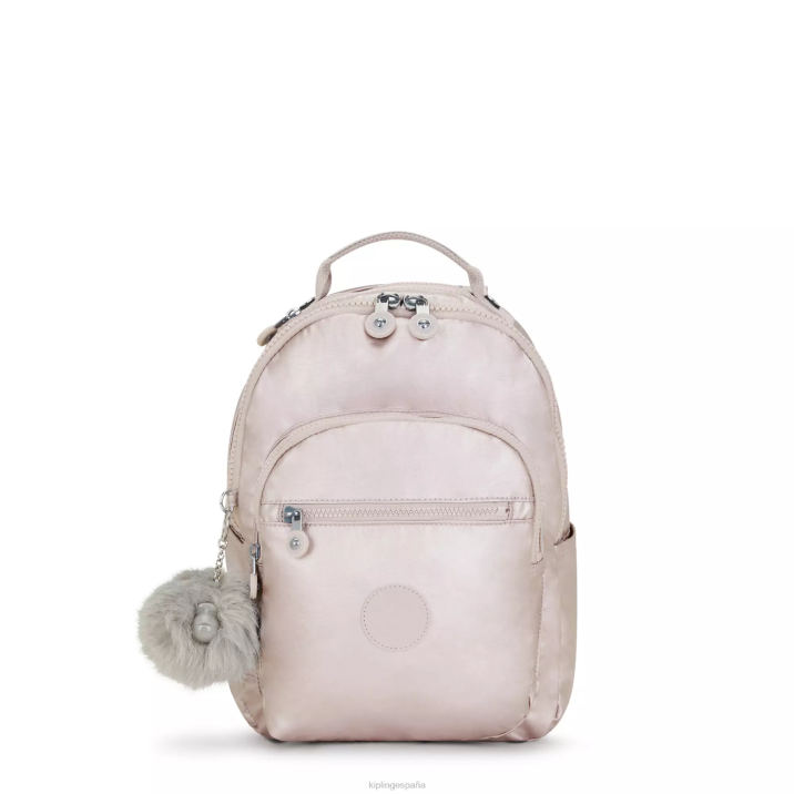 mochila pequeña con tablet metalizada seoul Kipling rosa metalica mujer 884V356 mochilas de moda