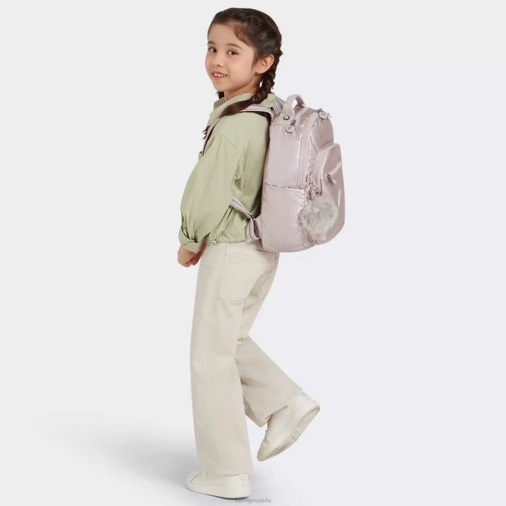 mochila pequeña con tablet metalizada seoul Kipling rosa metalica mujer 884V356 mochilas de moda