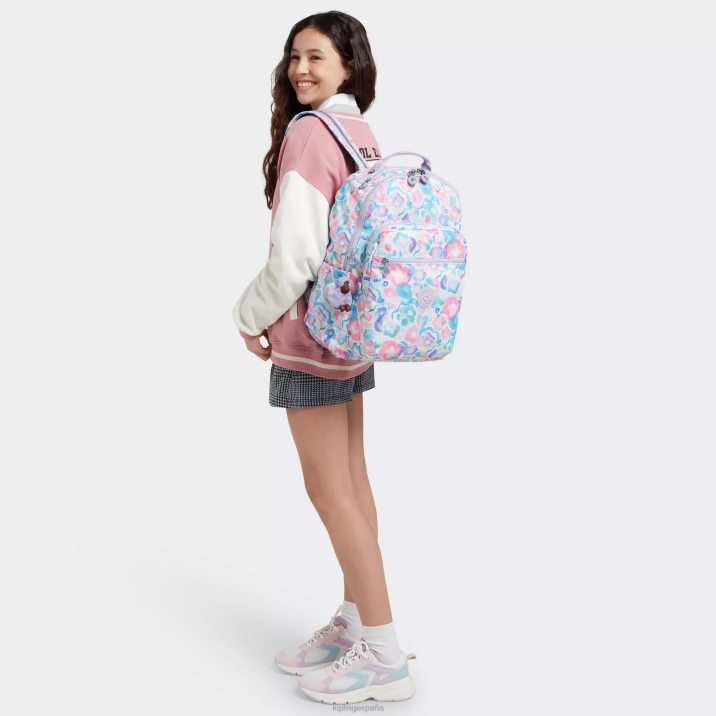 mochila grande para portátil de 15\" con estampado de seúl Kipling flores de agua mujer 884V469 mochilas para portátiles