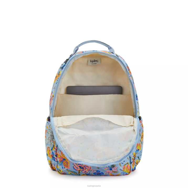mochila grande para portátil de 15\" con estampado de seúl Kipling flores silvestres mujer 884V346 mochilas para portátiles