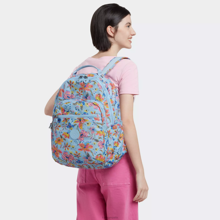 mochila grande para portátil de 15\" con estampado de seúl Kipling flores silvestres mujer 884V346 mochilas para portátiles