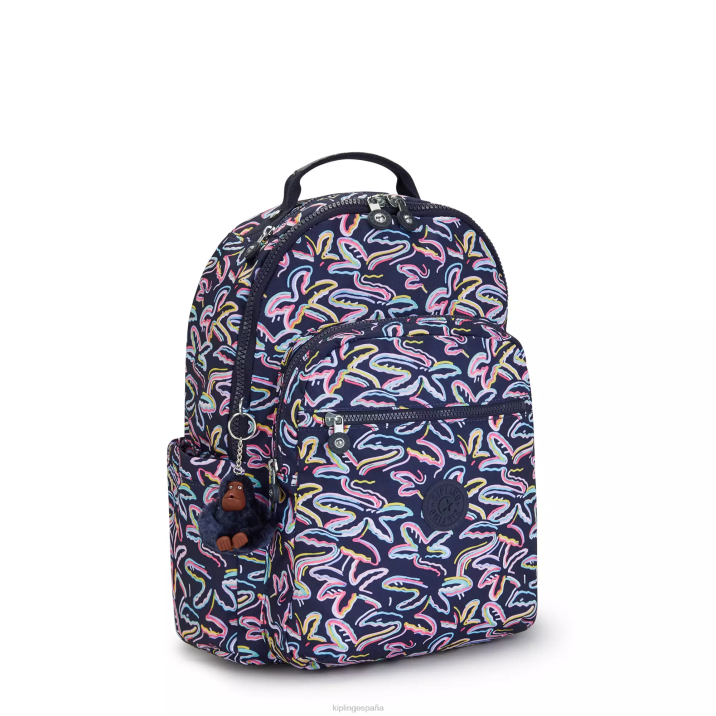 mochila grande para portátil de 15\" con estampado de seúl Kipling impresión de fiesta de palma mujer 884V466 mochilas para portátiles