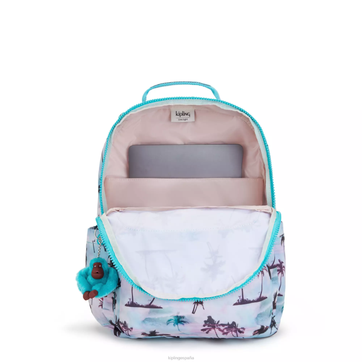mochila grande para portátil de 15\" con estampado de seúl Kipling impresión de la palma de la sombra mujer 884V465 mochilas para portátiles