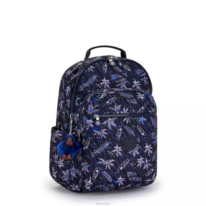 mochila grande para portátil de 15\" con estampado de seúl Kipling impresión de mar de surf mujer 884V464 mochilas para portátiles