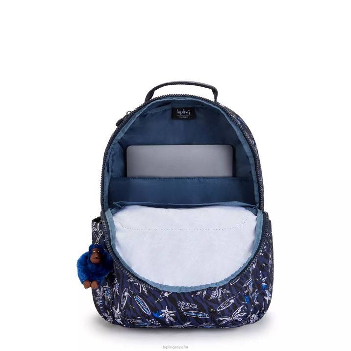 mochila grande para portátil de 15\" con estampado de seúl Kipling impresión de mar de surf mujer 884V464 mochilas para portátiles