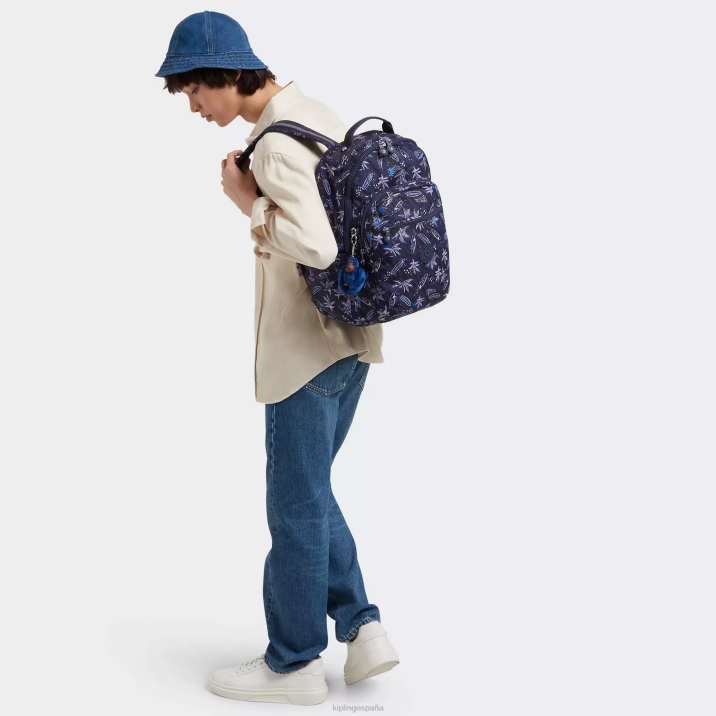 mochila grande para portátil de 15\" con estampado de seúl Kipling impresión de mar de surf mujer 884V464 mochilas para portátiles