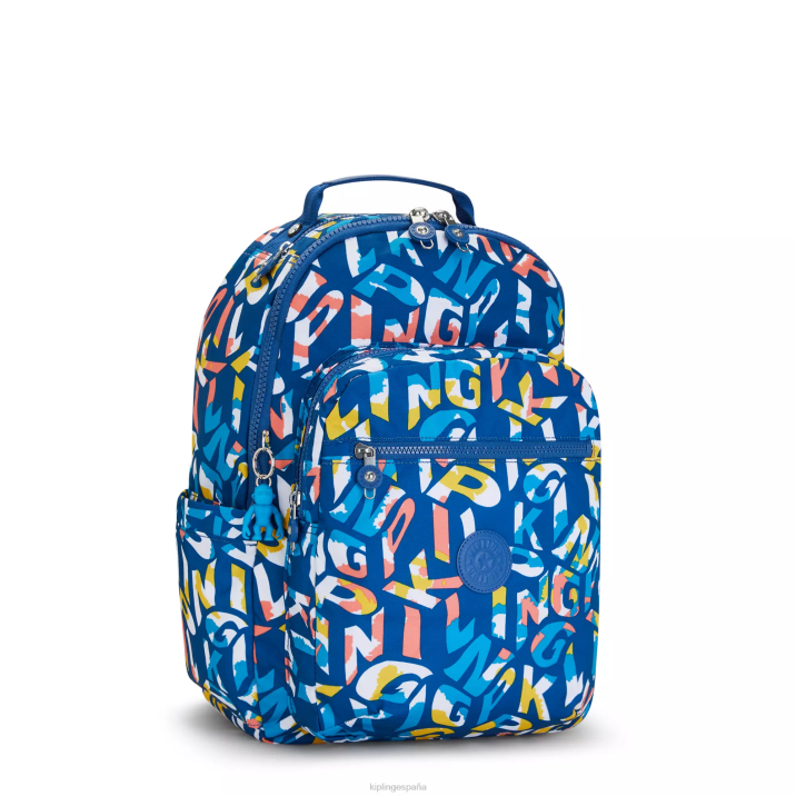 mochila grande para portátil de 15\" con estampado de seúl Kipling neón mujer 884V344 mochilas para portátiles