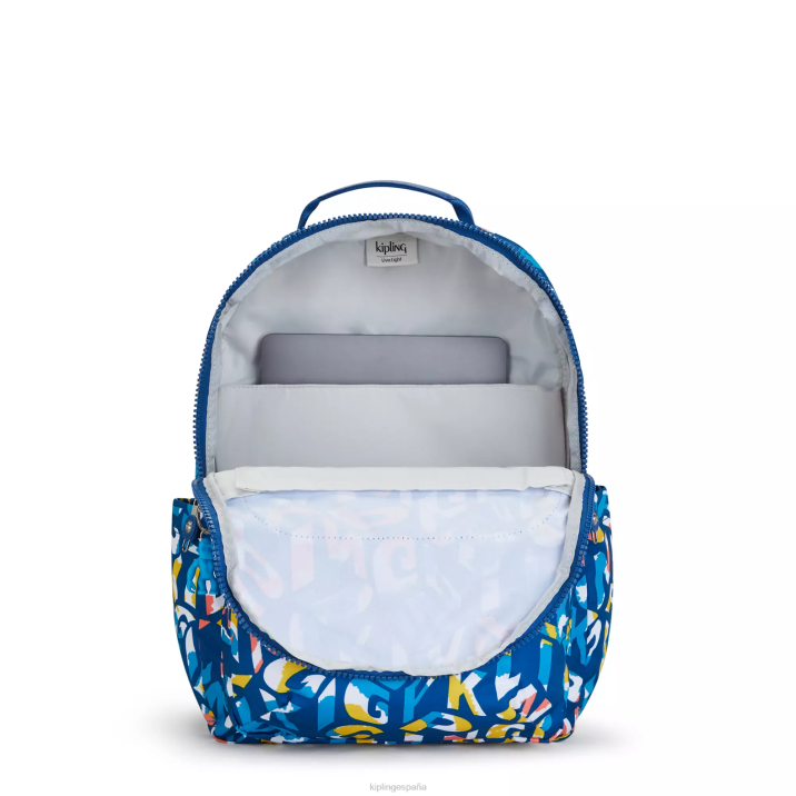 mochila grande para portátil de 15\" con estampado de seúl Kipling neón mujer 884V344 mochilas para portátiles