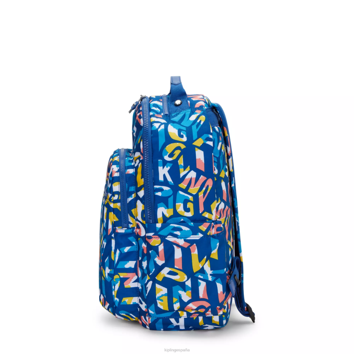 mochila grande para portátil de 15\" con estampado de seúl Kipling neón mujer 884V344 mochilas para portátiles