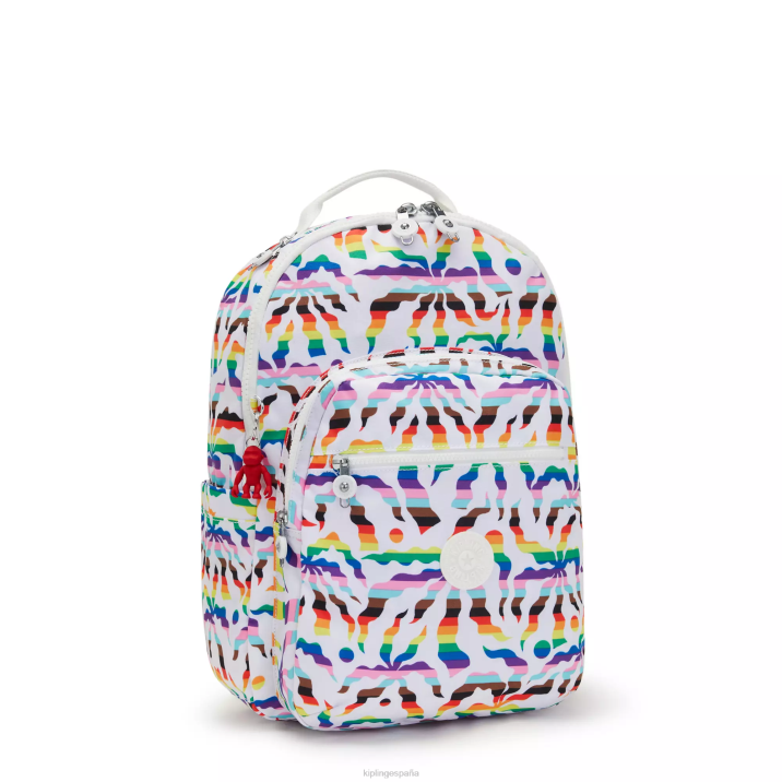 mochila grande para portátil de 15\" con estampado de seúl Kipling palma arcoiris mujer 884V345 mochilas para portátiles