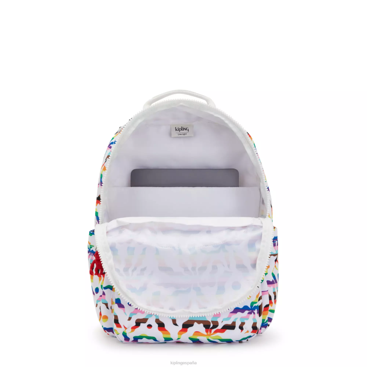 mochila grande para portátil de 15\" con estampado de seúl Kipling palma arcoiris mujer 884V345 mochilas para portátiles