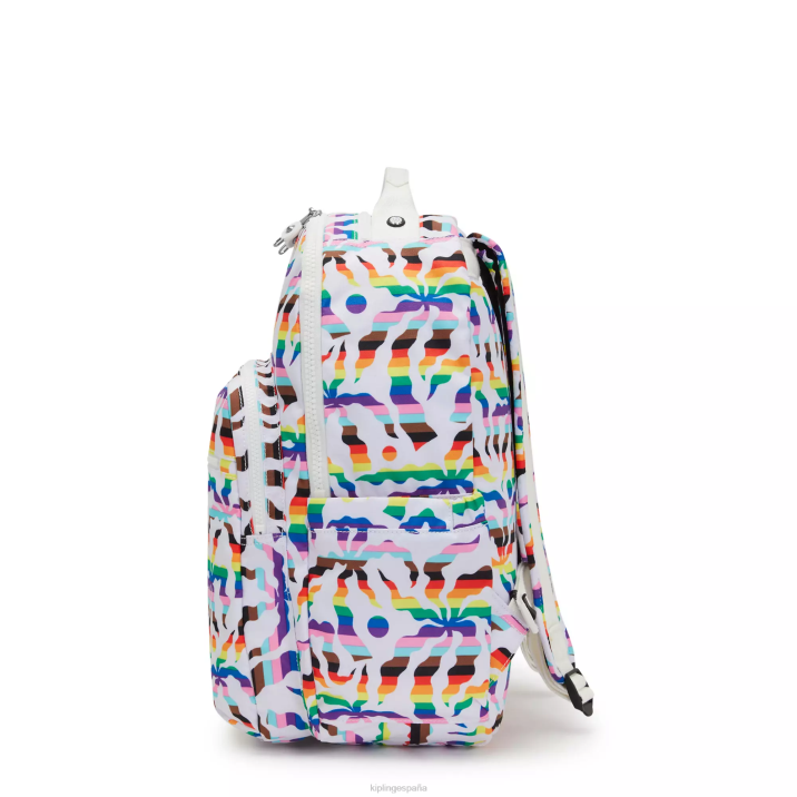 mochila grande para portátil de 15\" con estampado de seúl Kipling palma arcoiris mujer 884V345 mochilas para portátiles