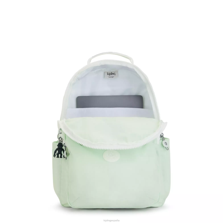 mochila grande para portátil de 15\" de seúl Kipling aireado verde mujer 884V473 mochilas para portátiles