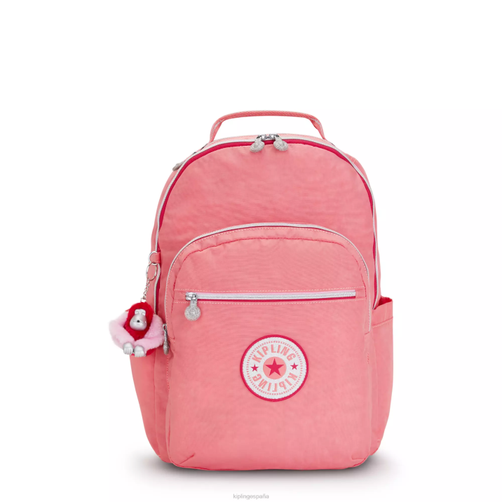 mochila grande para portátil de 15" de seúl Kipling alegre diversión rosa mujer 884V443 mochilas para portátiles