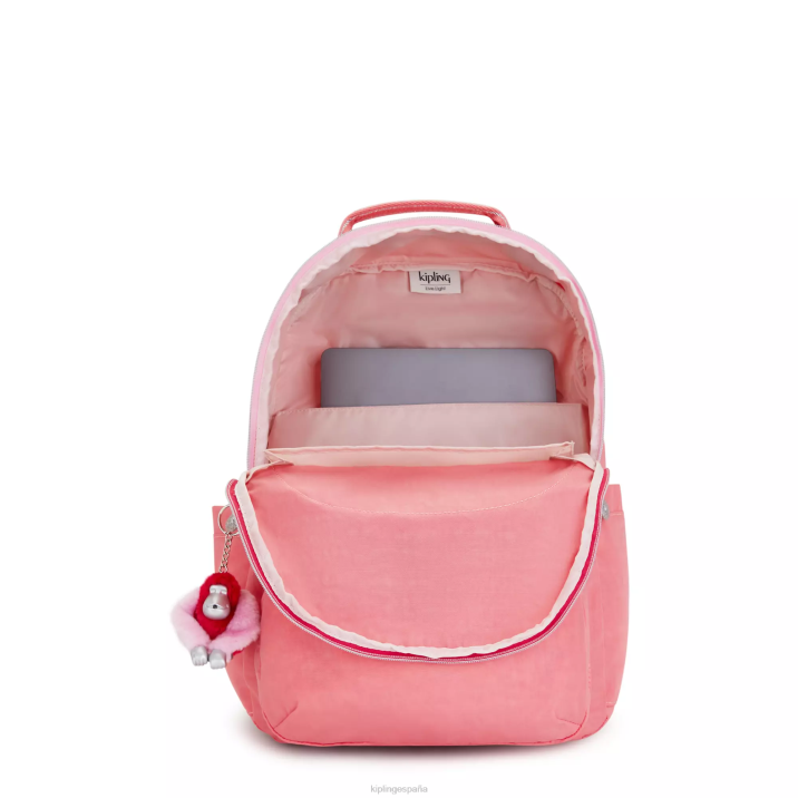 mochila grande para portátil de 15\" de seúl Kipling alegre diversión rosa mujer 884V443 mochilas para portátiles