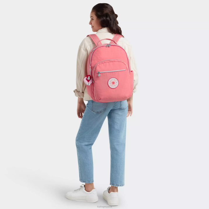 mochila grande para portátil de 15\" de seúl Kipling alegre diversión rosa mujer 884V443 mochilas para portátiles